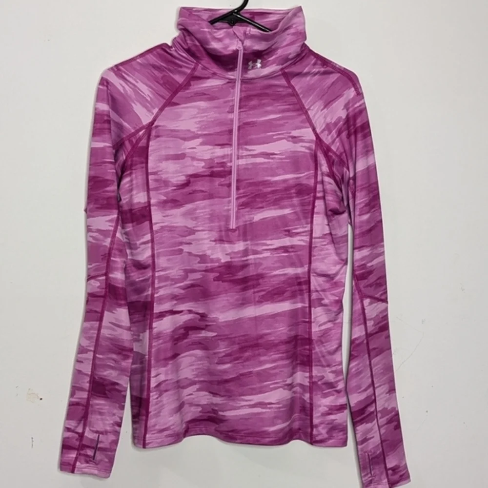 Under Armour Pink Camo Quarter Zip Athletic Pullover Women’s Activewear Top - Picture 3 of 5